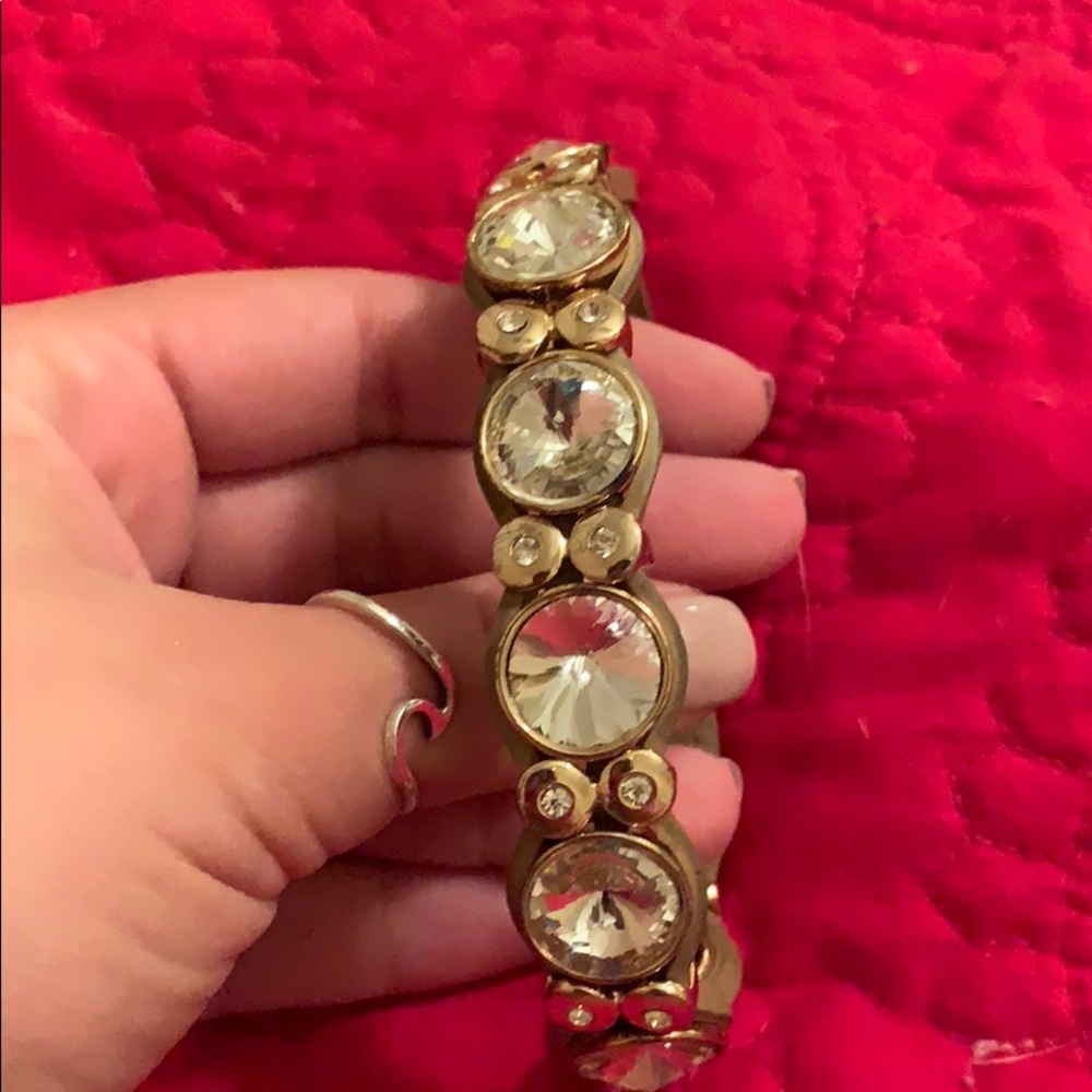brown, gold, and diamond bracelet